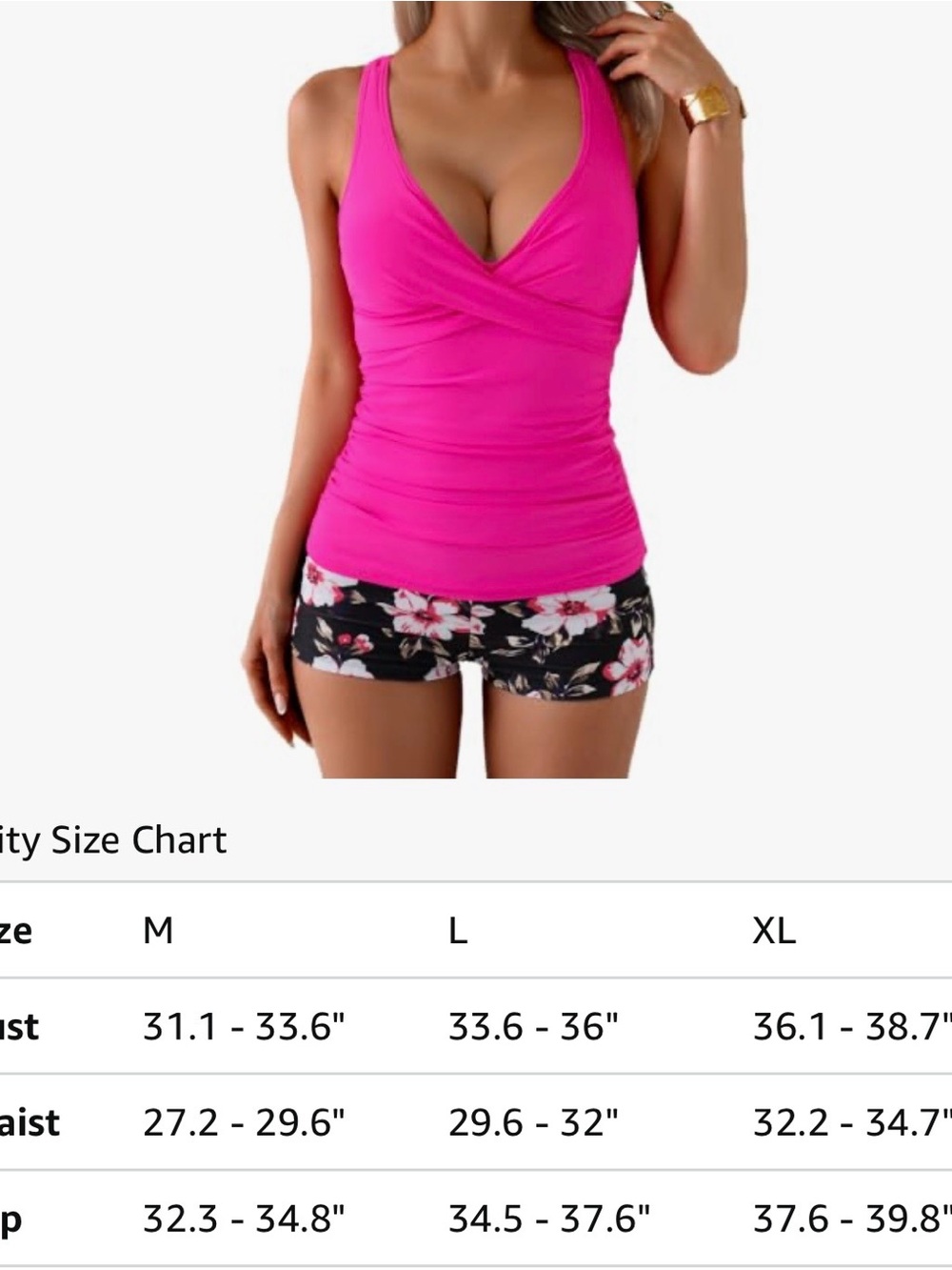 Fuchsia Ruched V-Neck Tank Top - Picture 5 of 5